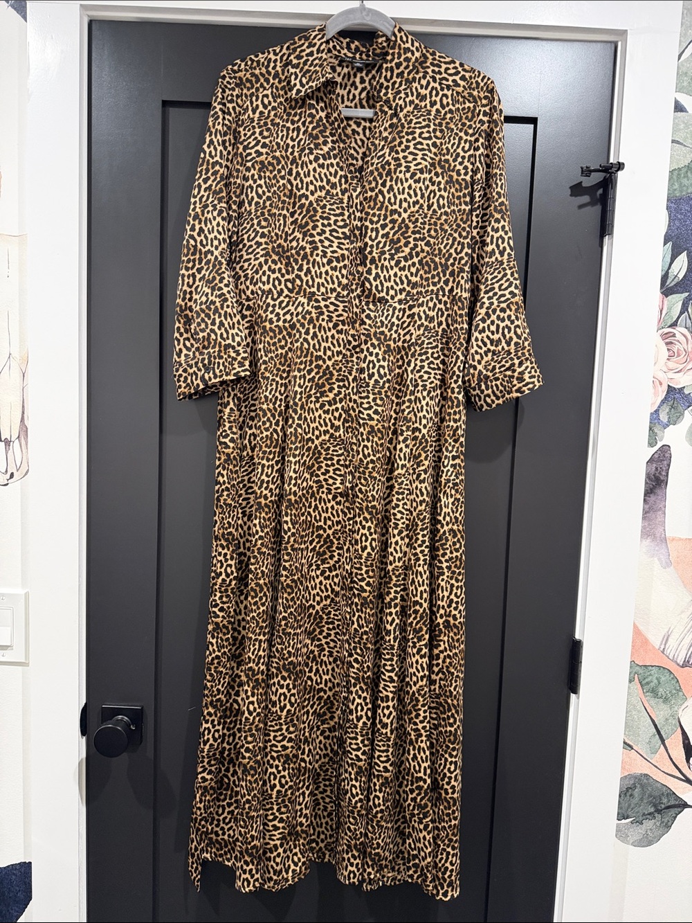 INC International Concepts Leopard-Print Maxi Shirt Dress in Brown/Black